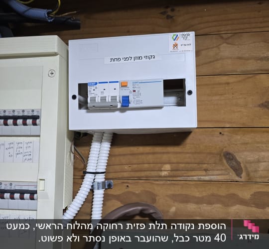לוח חשמל עם מפסקים על קיר עץ